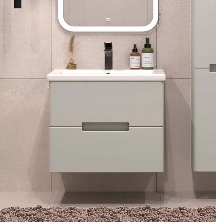 Тумба подвесная SanStar Ориана 50 с раковиной Фостер 50 (комплект), грей