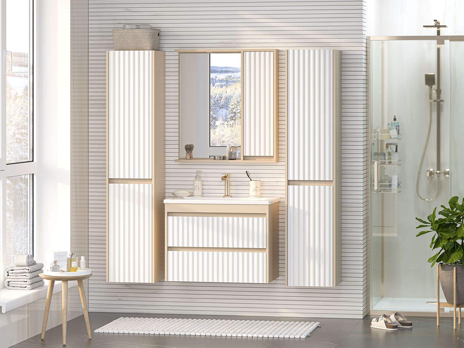 Зеркало-шкаф Brevita Balaton 75 R, белый/бежевый