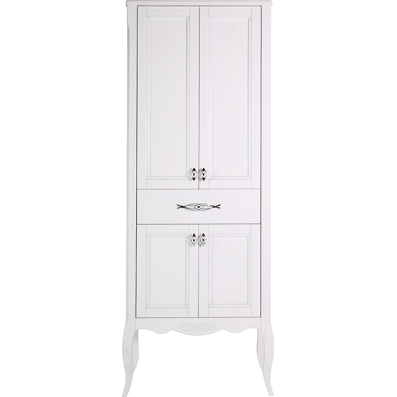 Пенал ASB Woodline Модерн 60 напольный, белый, патина серебро