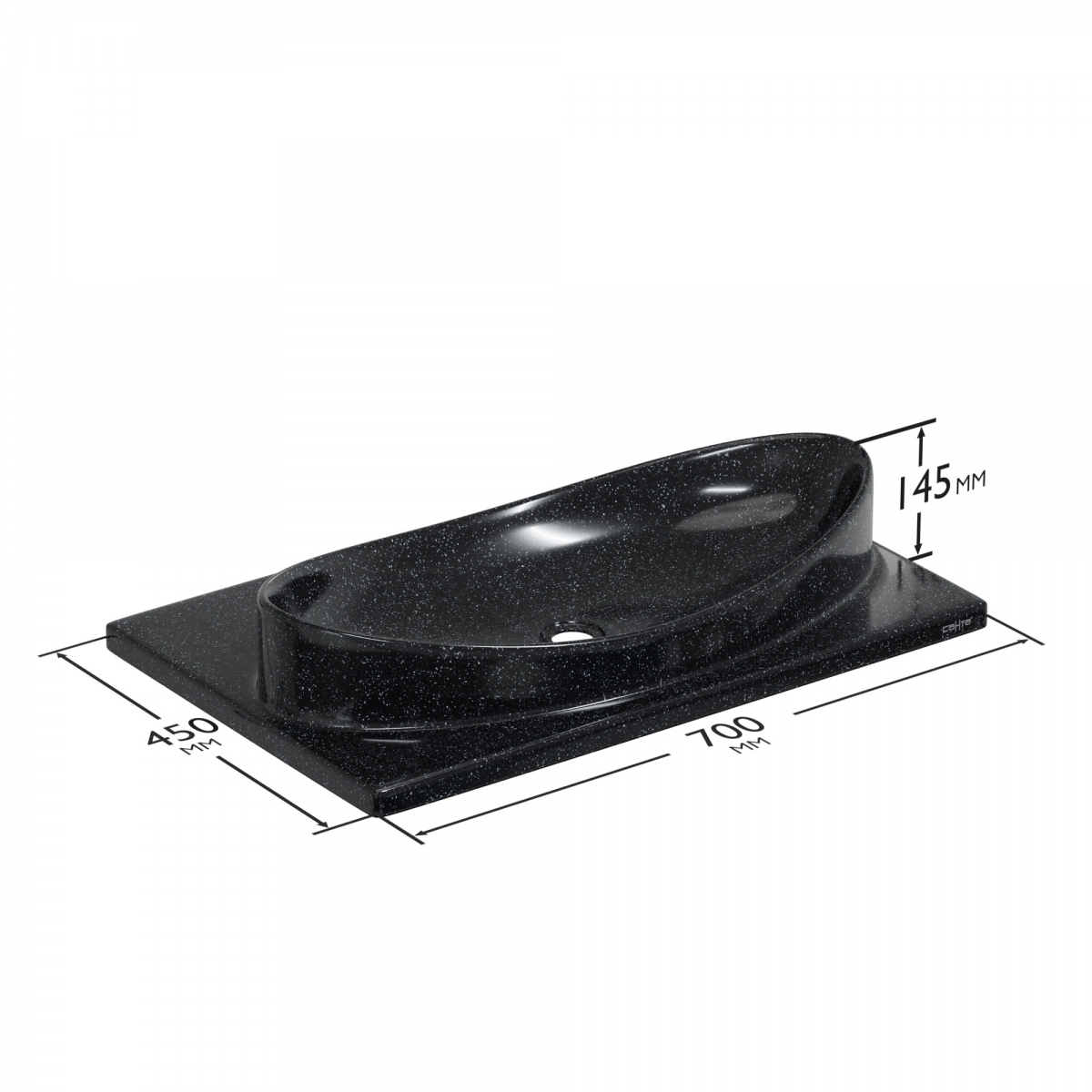 Тумба подвесная Санта Альтаир 70 с раковиной Вега 70, 2 ящика, графит матовый