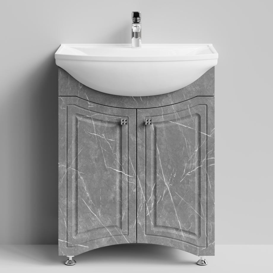 Тумба с раковиной Адам 65 напольная, Мрамор Серый софт тач
