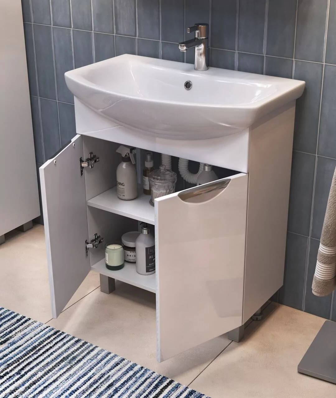 Тумба напольная Vigo Callao 70 с раковиной Балтика 70, 2 двери, белый