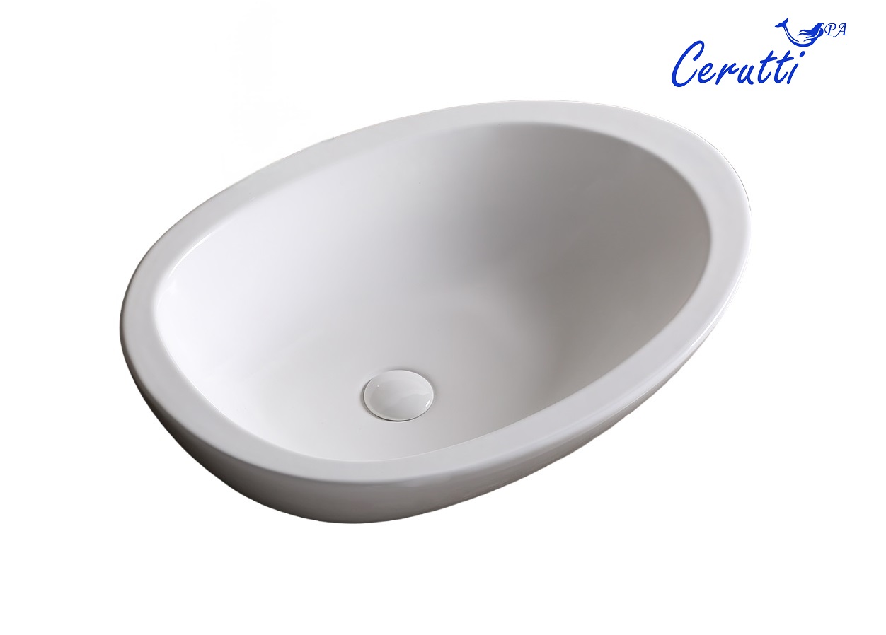 Раковина Ceruttispa CR1005 накладная, белая, асимметричный овал 660х485х160