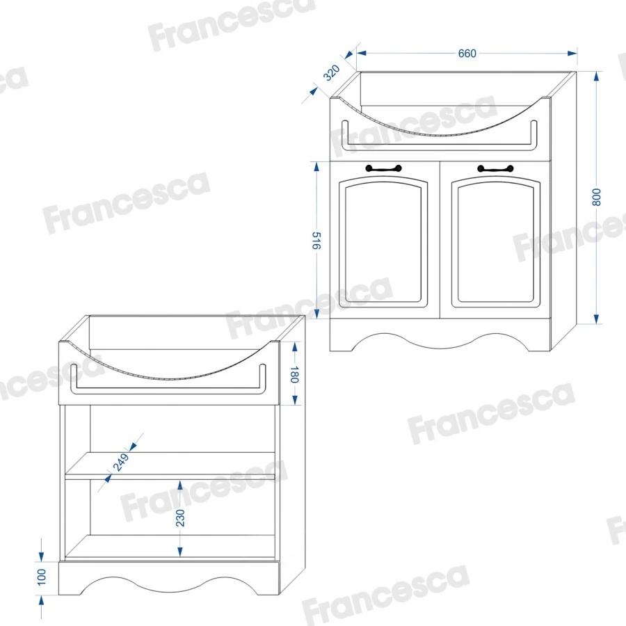Тумба с раковиной Francesca Империя 70 напольная, венге