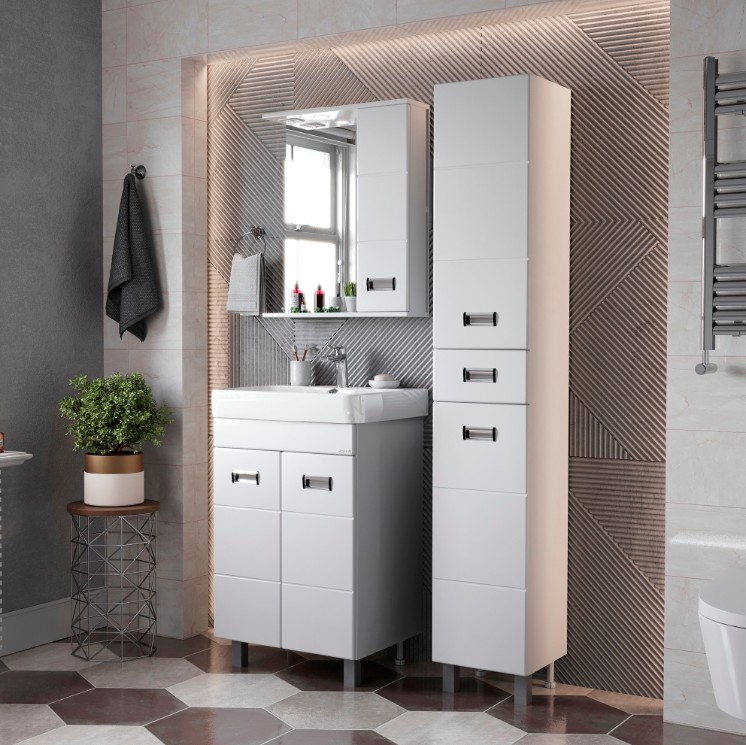 Тумба Onika Балтика-Квадро 55 с раковиной Адриана 55, напольная, белая