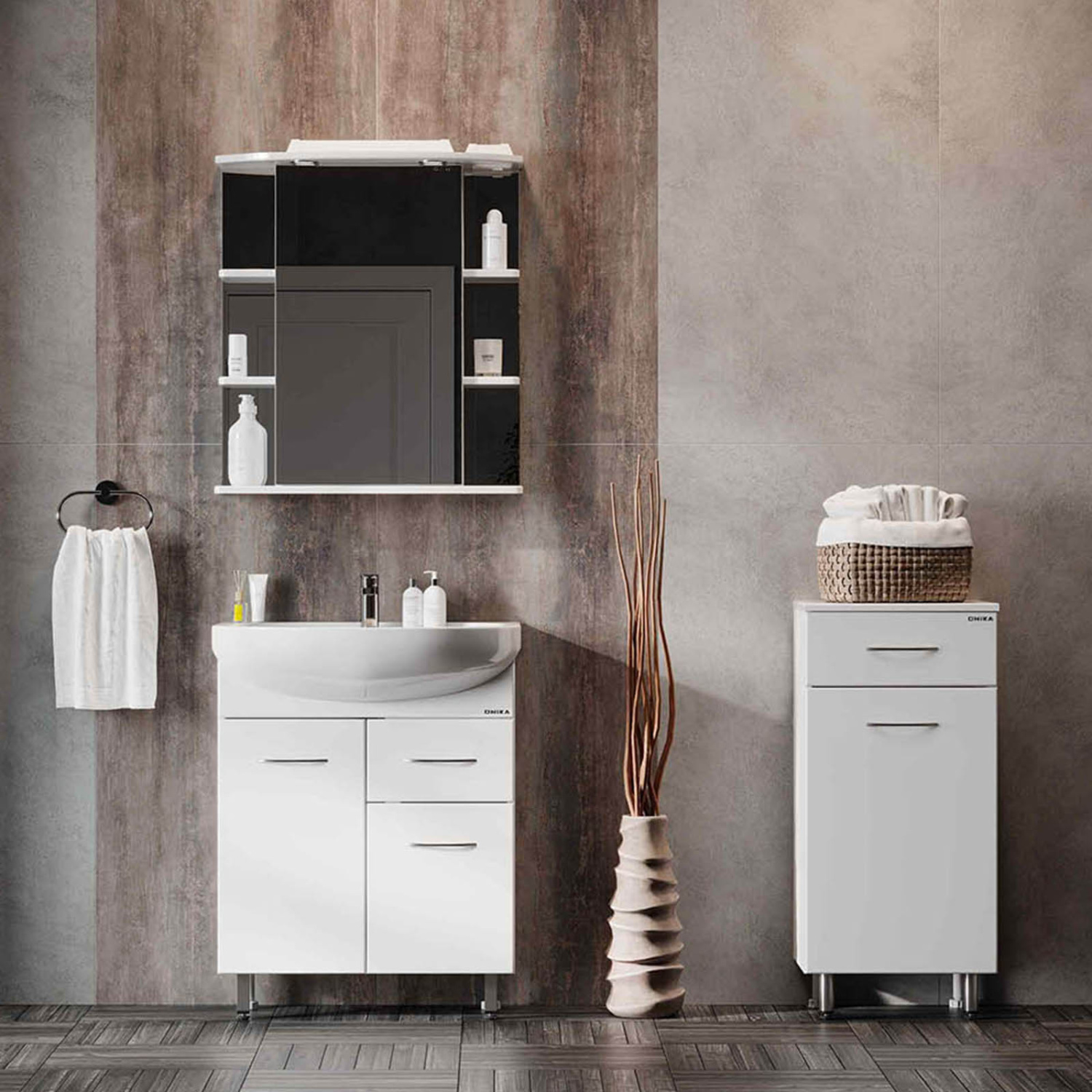 Тумба-комод Onika Каприз 40 напольный, белый, с бельевой корзиной