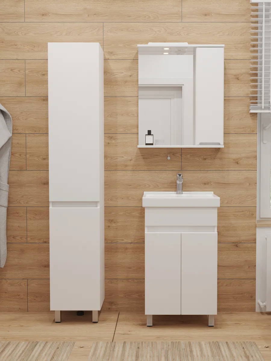 Тумба напольная SanStar Квадро 60 с раковиной Fest 60 белый