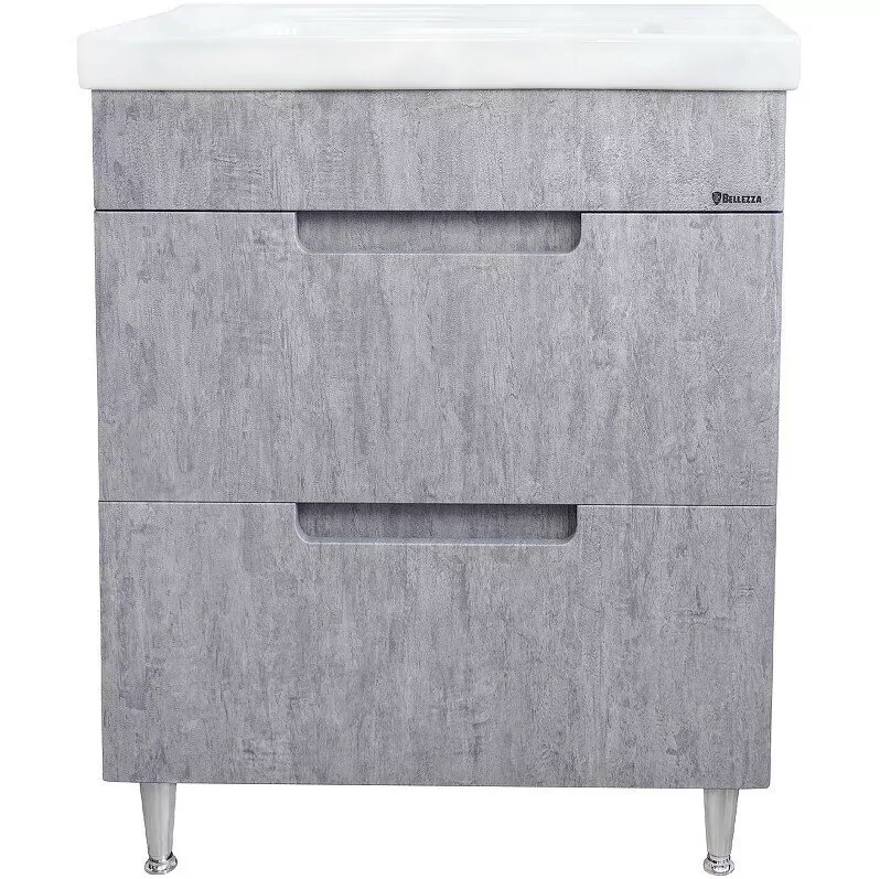 Тумба c раковиной Bellezza Грейс 70 напольная, с 2 ящиками, скала серая
