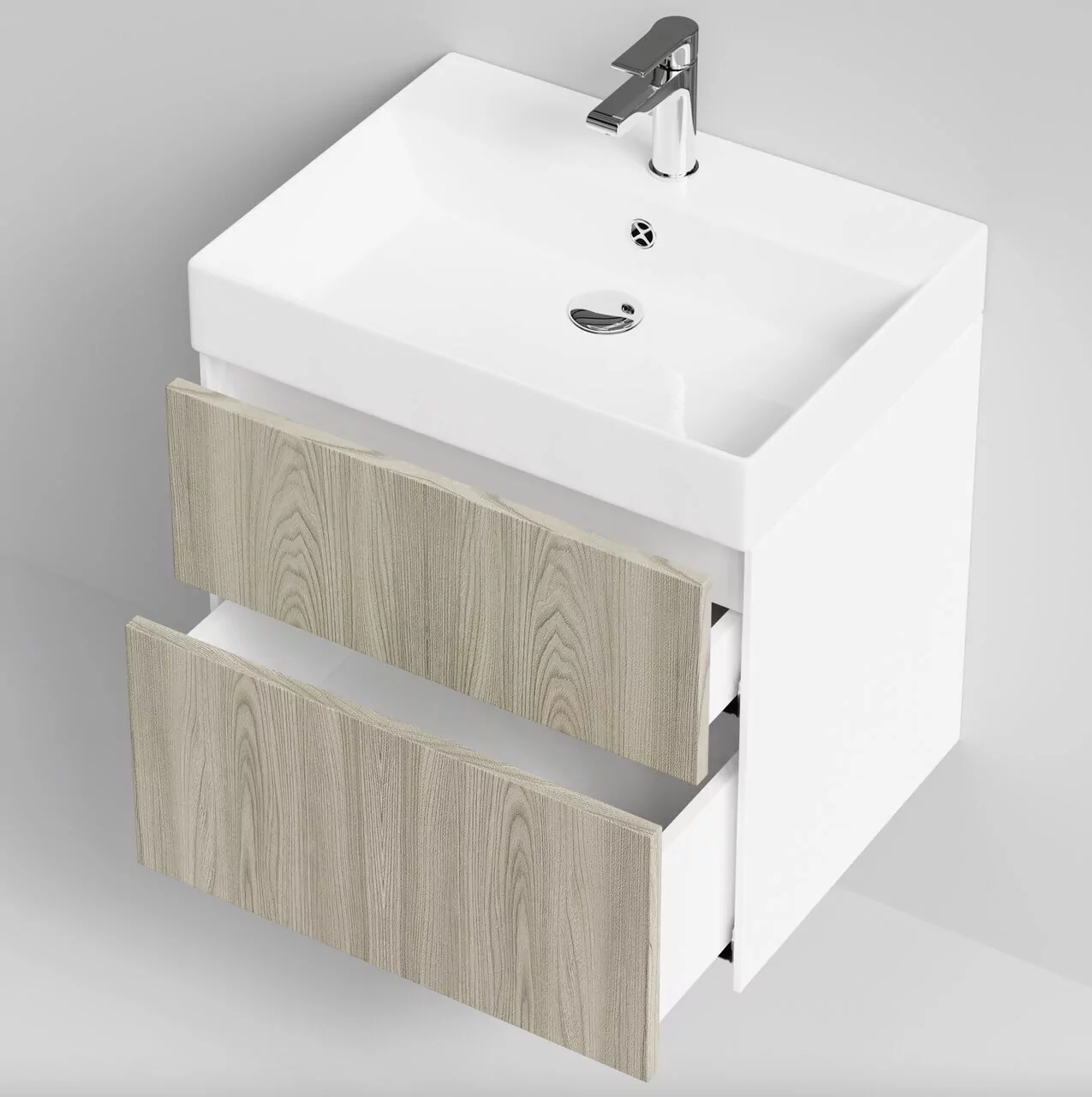 Тумба подвесная Vod-ok Лоренцо 60 с раковиной Stance 60, дуб + 6 цветов от магазина Vanna-Vanna.ru!