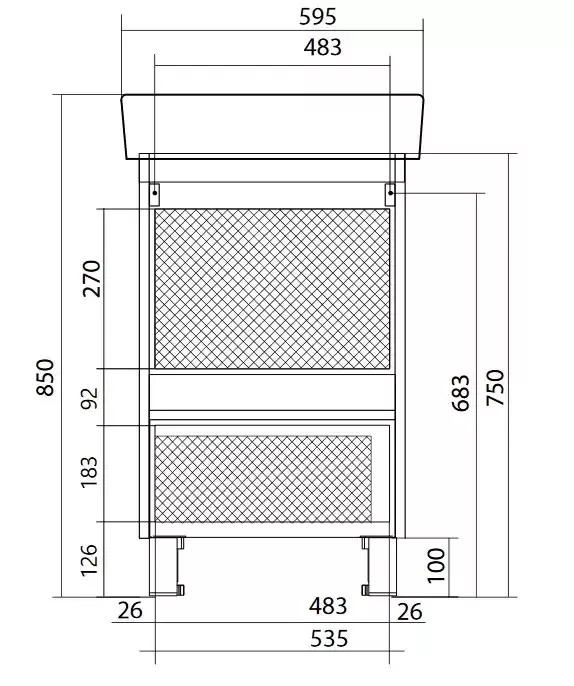 Тумба напольная 1Marka Tera 60Н с раковиной Нео 60, 1 дверь, белый