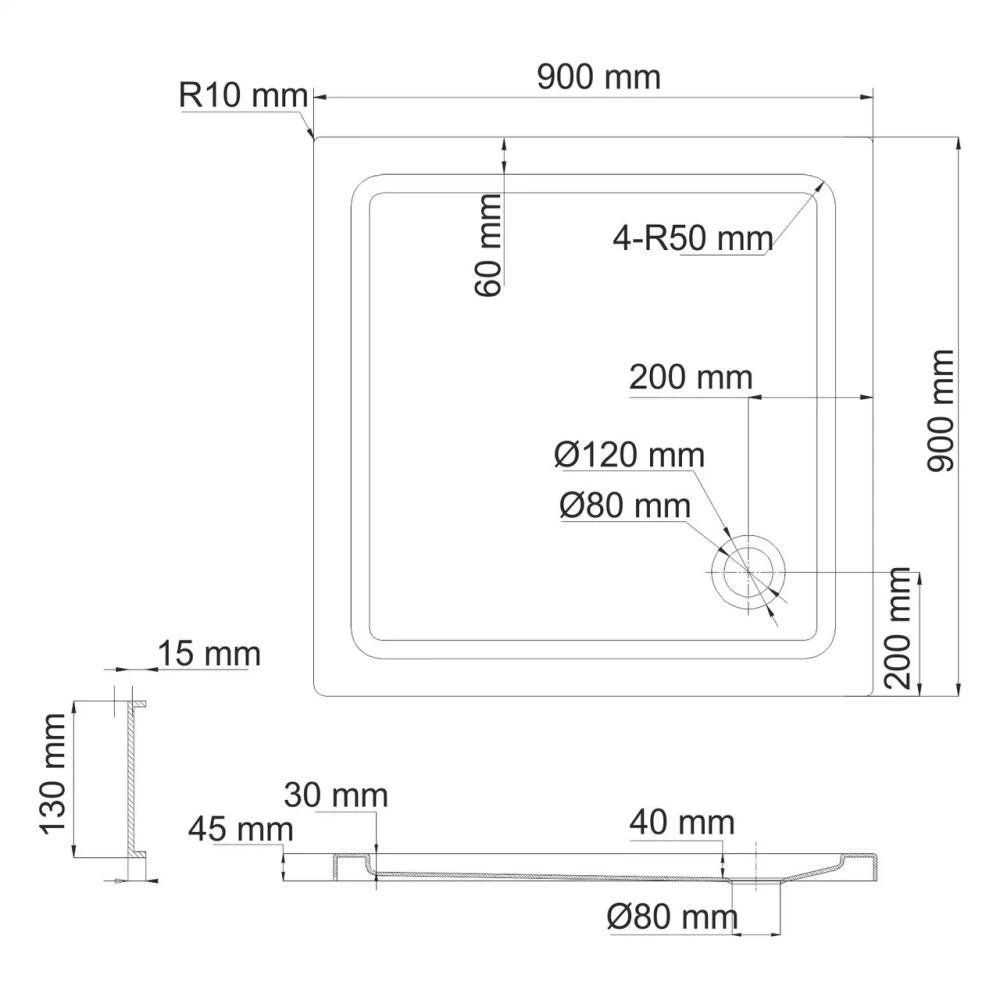 Поддон для душа WasserKraft Amper 29T03 90х90 квадратный, акриловый, белый от магазина Vanna-Vanna.ru!