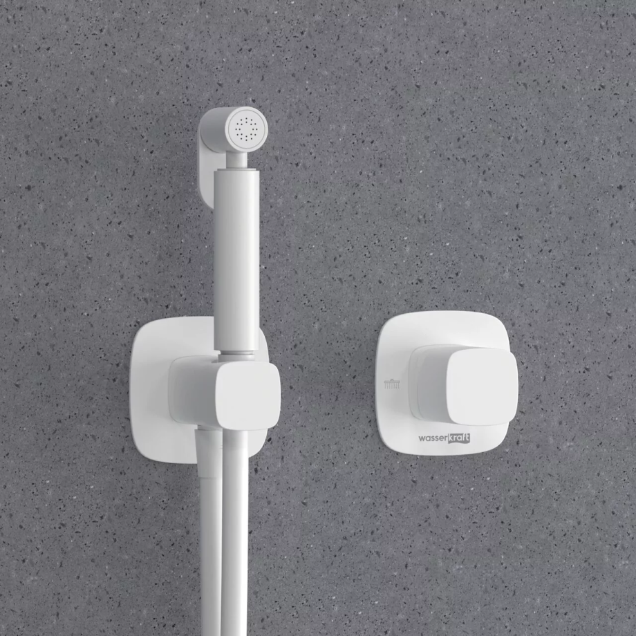 Смеситель с гигиеническим душем WasserKraft Saale A9551.328.243.232 белый Soft-touch