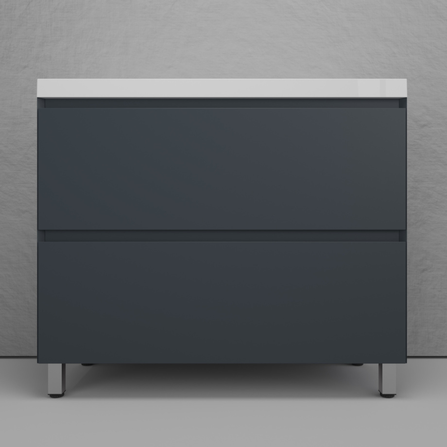 Тумба напольная Style Line Манхэттен 100 Эмаль, с раковиной Asti 100 белый, графит