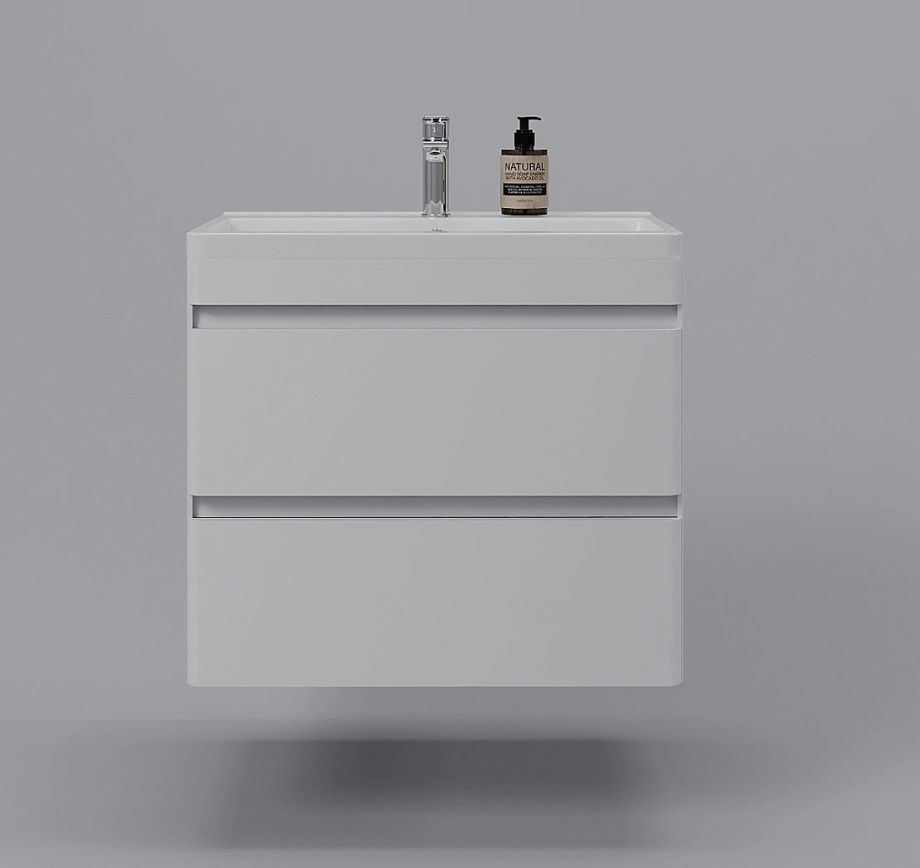 Тумба подвесная Style Line Атлантика 70 Plus Люкс с раковиной Атлантика 70, антискрейч, белый матовый