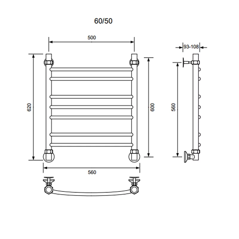 Полотенцесушитель водяной Veconi Nemi-A, 50/60, графит