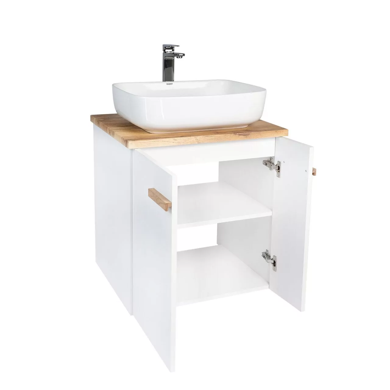 Тумба подвесная Viant Мюнхен 60 с раковиной Moduo 50, белый