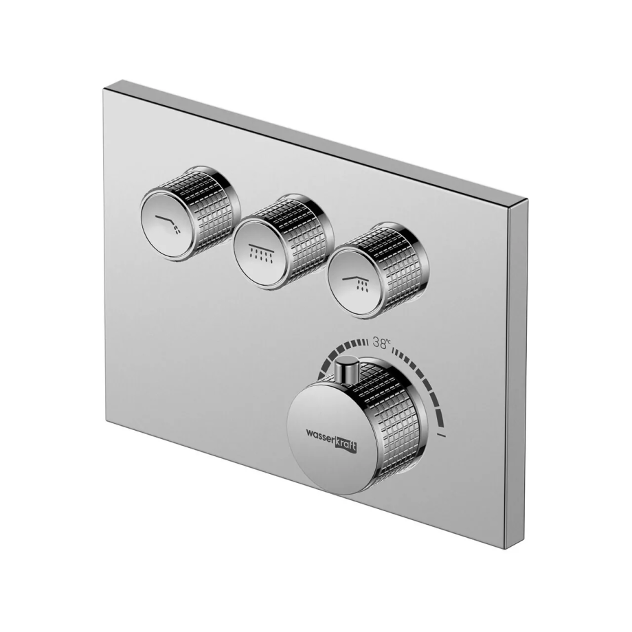 Смеситель с переключателем WasserKraft Dinkel 5858 Thermo встраиваемый, на 3 выхода, с термостатом, хром