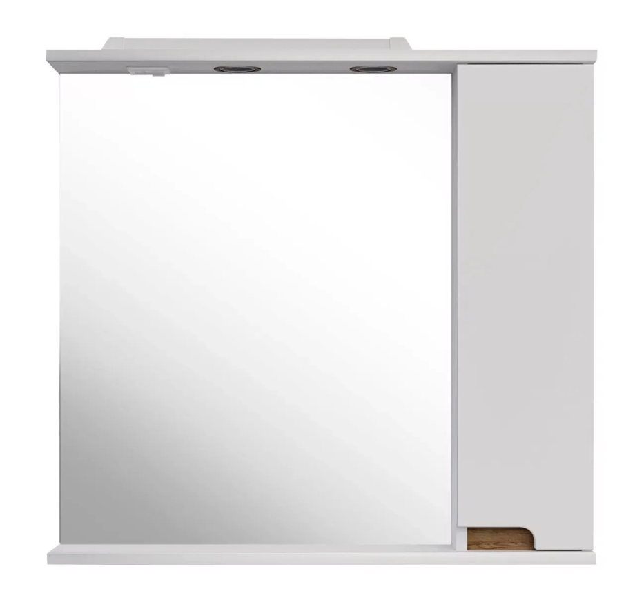 Зеркало со шкафчиком Асб-мебель Вита 80 R свет, белый/дуб золотой