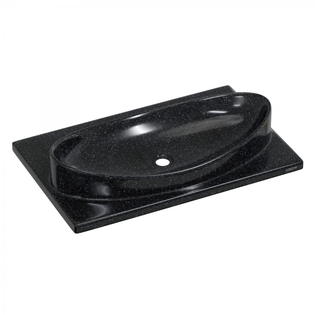 Тумба подвесная Санта Альтаир 70 с раковиной Вега 70, 2 ящика, графит матовый