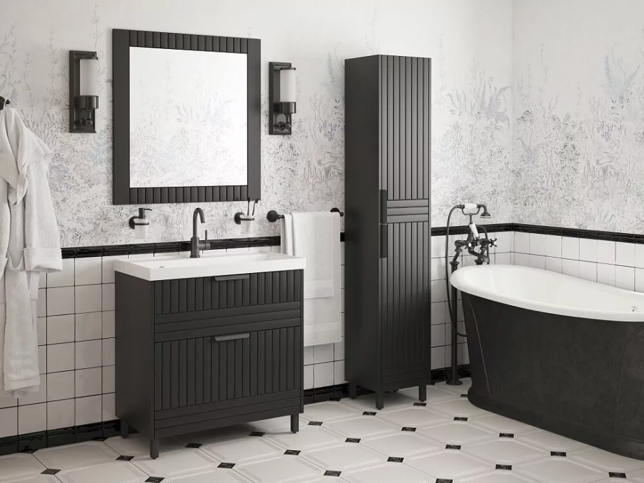 Мебель для ванной Corozo Терра 80 комплект, напольный, графит матовый
