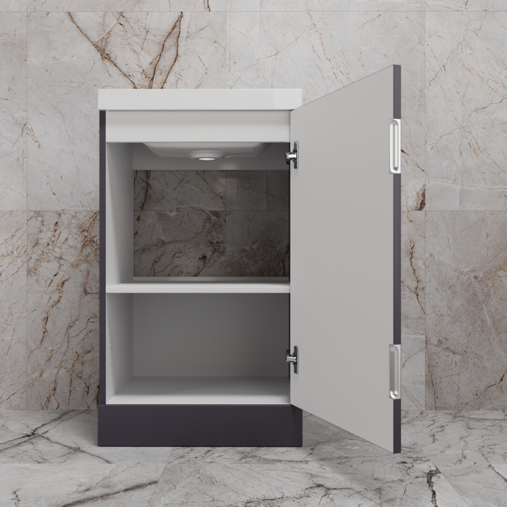 Тумба напольная Style Line "МОНО 50" с раковиной ASTI 50 белый, (1 дверь), графит нубук