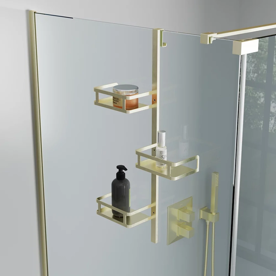 Полка для душевого ограждения Veconi Moderno, 650x120x324, золото брашинг