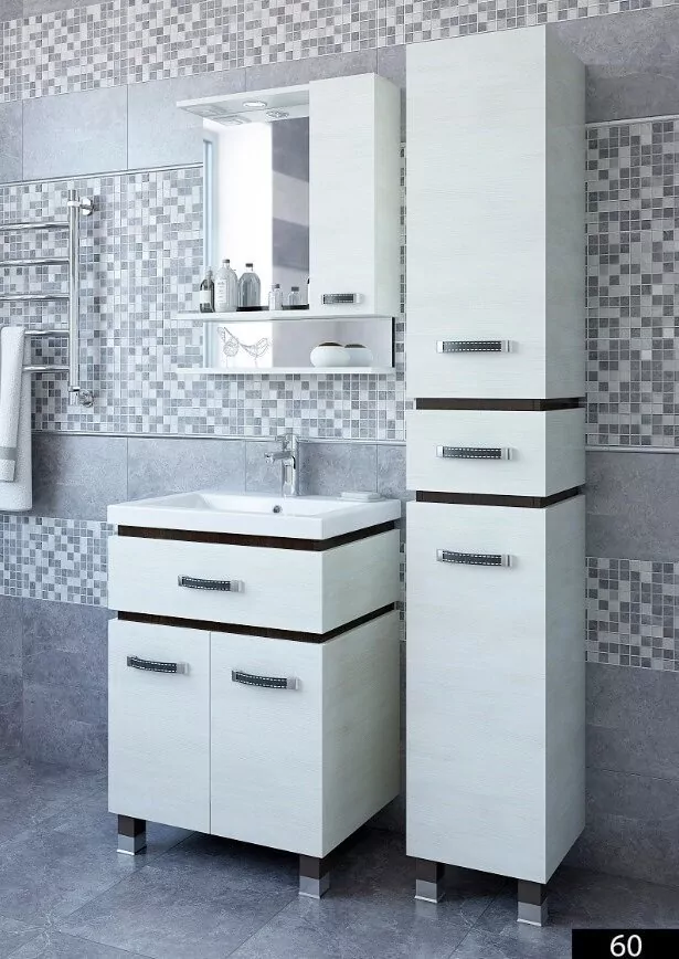 Зеркало-шкаф Sanflor Техас 60 R свет, 2 полки, северное дерево светлое