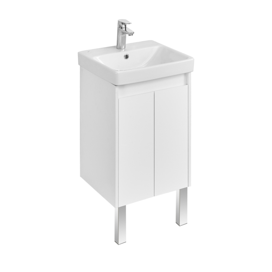 Тумба Aquaton Сканди Doors 45 с раковиной Адриана 45, 2 ящика, подвесная, белый