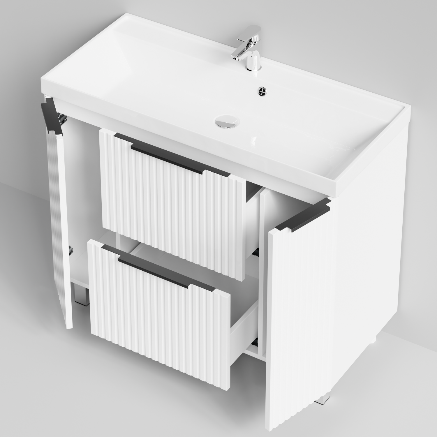 Тумба с  раковиной Vod-ok Дольче 100 2 ящика 2 двери, напольная, белая + 13 цветов