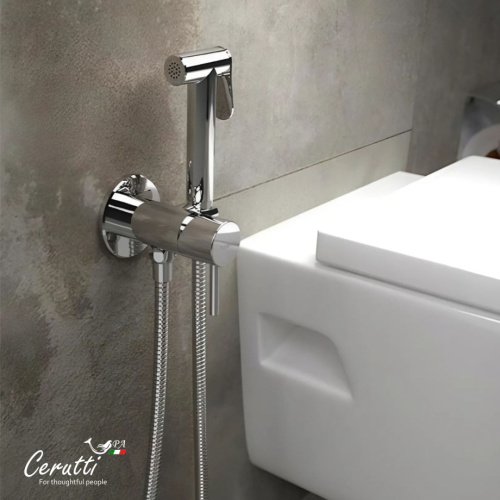 Смеситель с гигиеническим душем Ceruttispa Брайс SH (BRAIES SH) из латуни с шлангом 120 см, цвет хром от магазина Vanna-Vanna.ru!