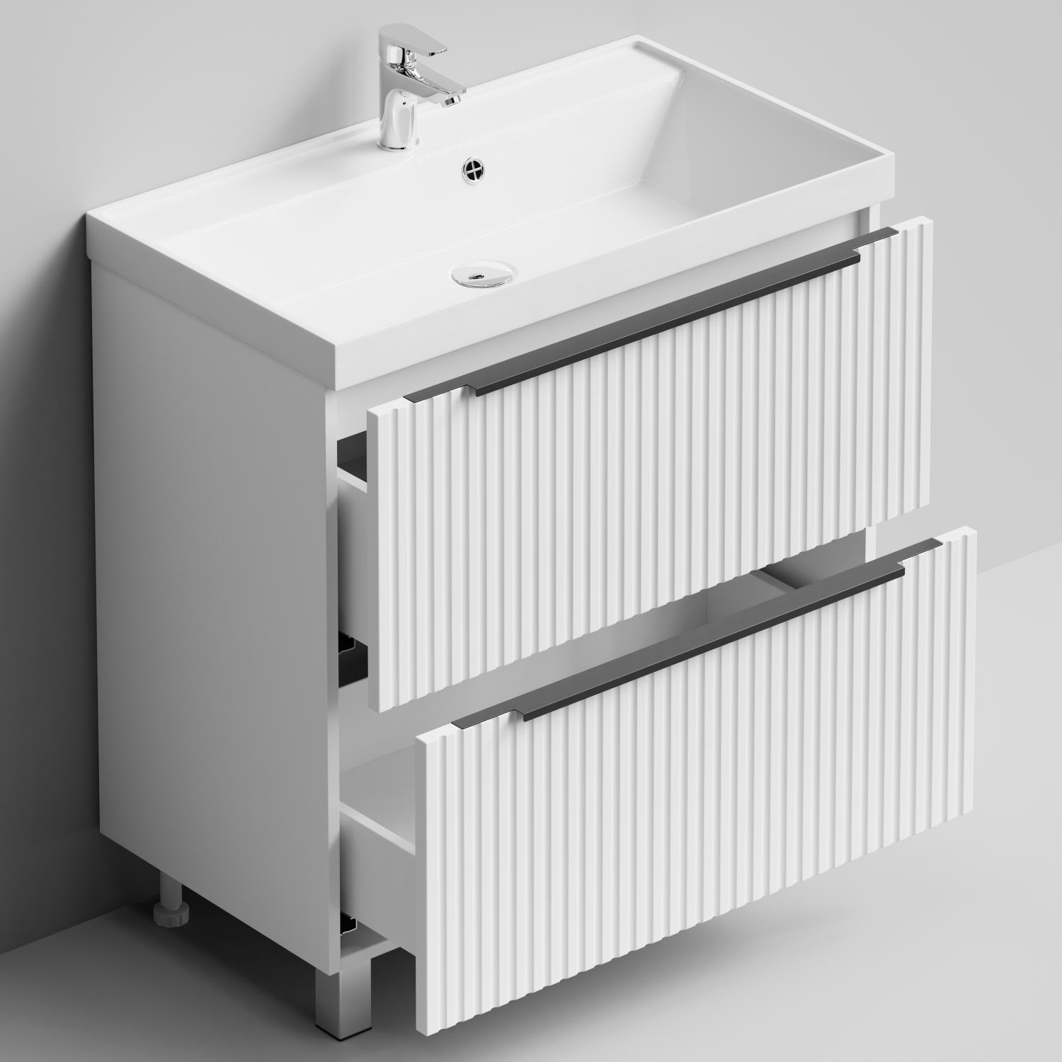 Тумба с раковиной Vod-ok Дольче 80 2 ящика, напольная, белая + 13 цветов