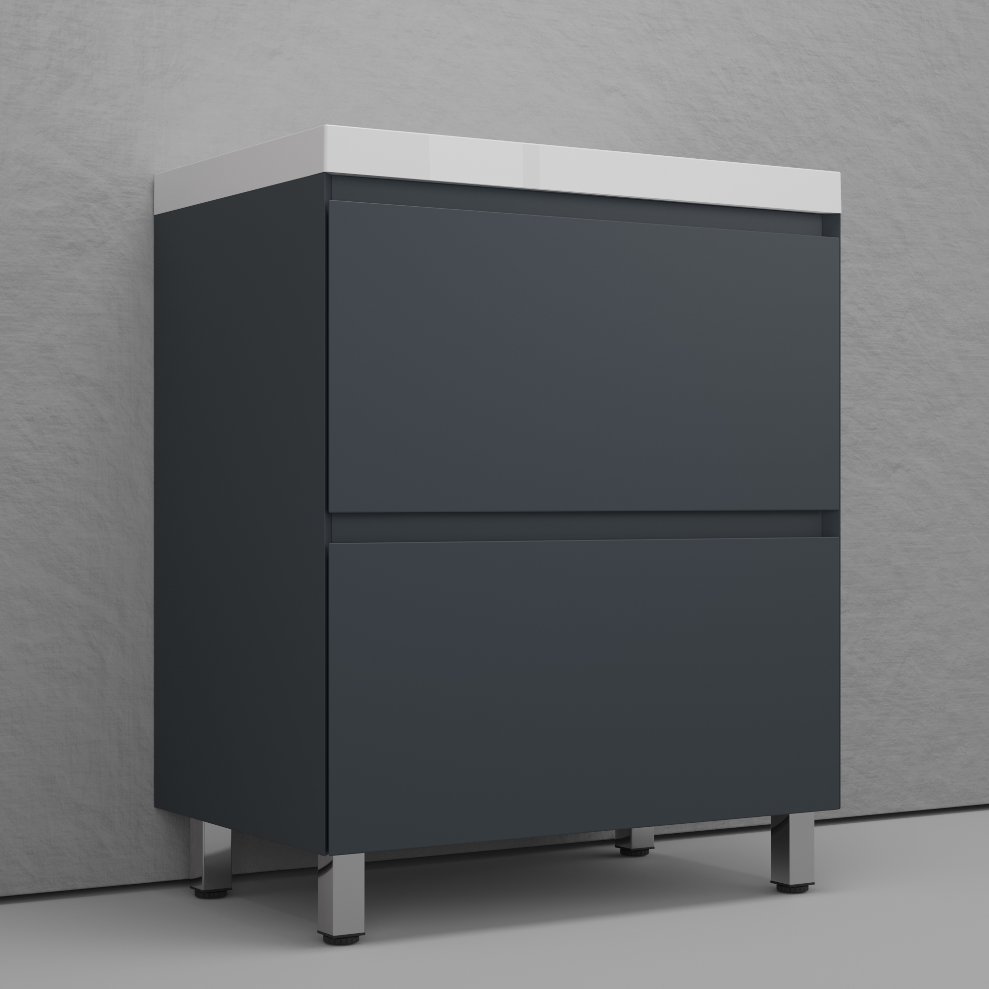 Тумба напольная Style Line Манхэттен 70 Эмаль, с раковиной Asti 70 белый, графит