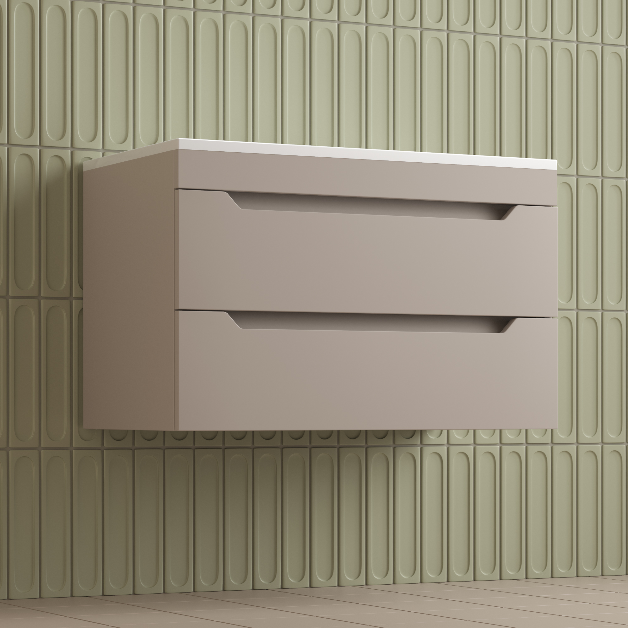 Тумба подвесная Style Line Остин 80 с раковиной Фортуна 80 кварц жасмин, крем