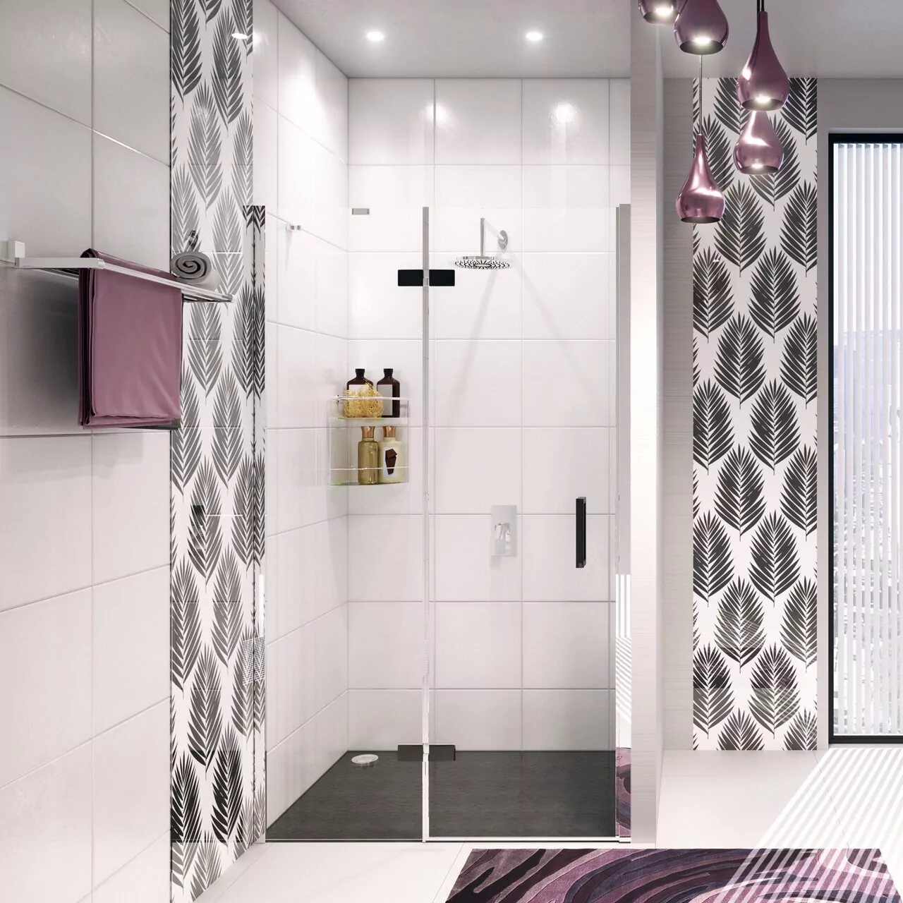 Душевая дверь WasserKraft Aller 10H05LBLACK 120 в нишу, распашная, прозрачное стекло, хром, черные вставки