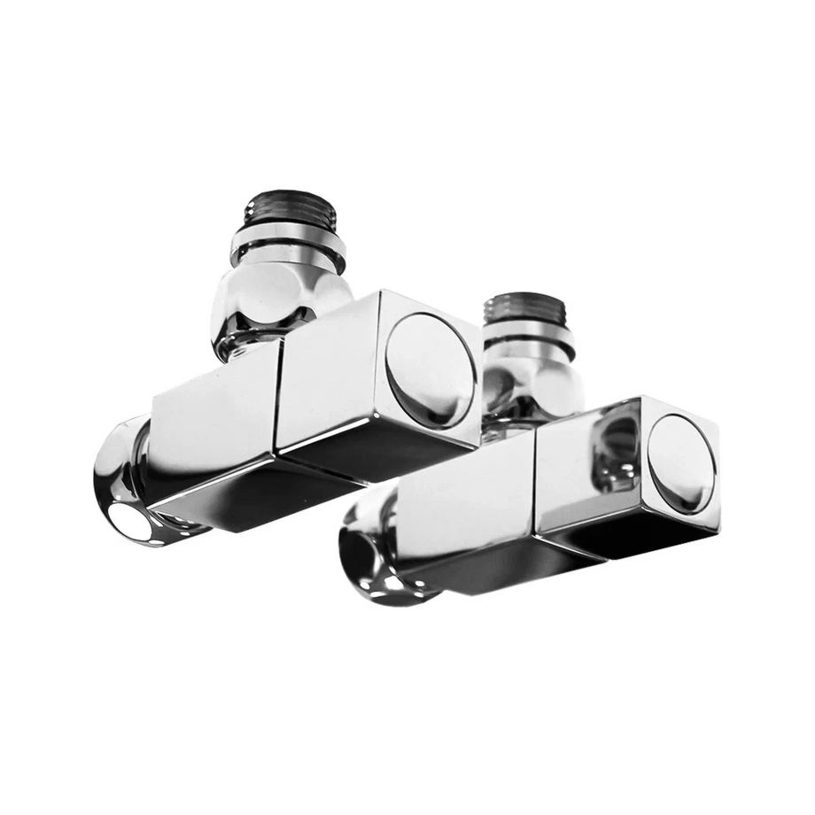 Кран для полотенцесушителя / вентиль угловой Energy, 1/2'' - 3/4'', цвет хром, ручка квадрат - 2 шт.