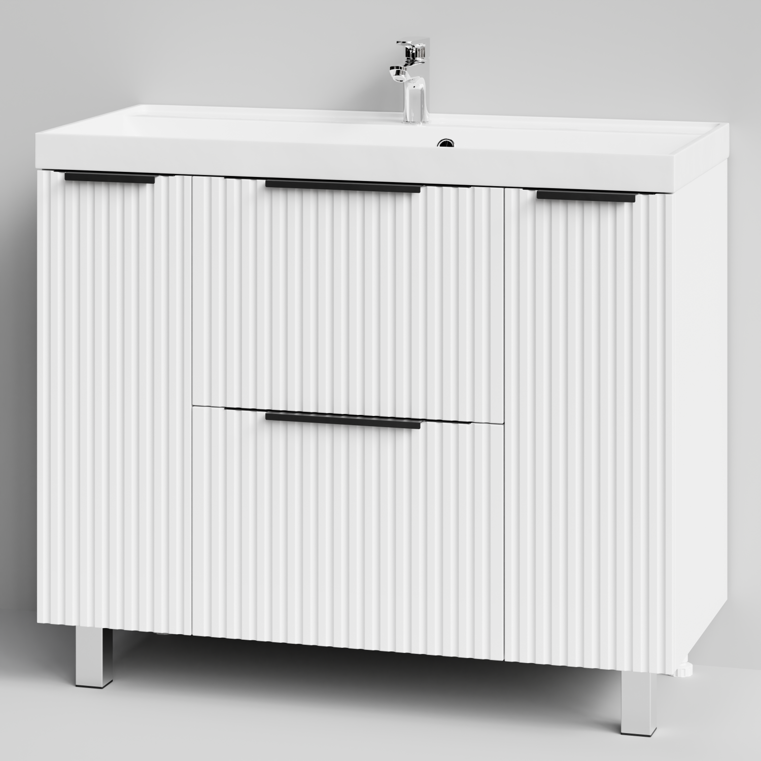 Тумба с  раковиной Vod-ok Дольче 100 2 ящика 2 двери, напольная, белая + 13 цветов