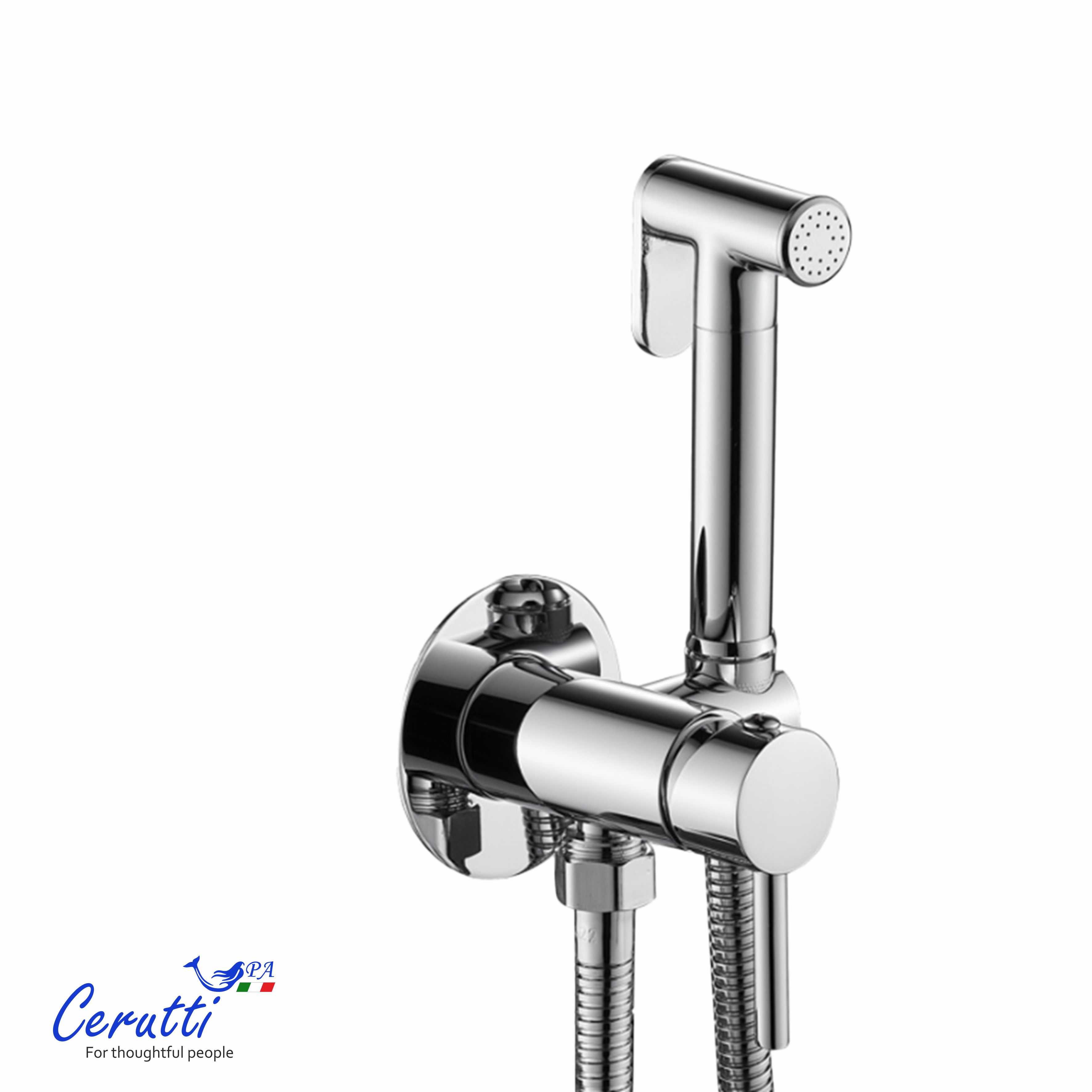 Смеситель с гигиеническим душем Ceruttispa Брайс SH (BRAIES SH) из латуни с шлангом 120 см, цвет хром