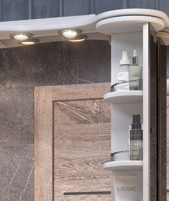 Зеркало-шкаф Vigo Callao 70 крутящееся, свет, белый