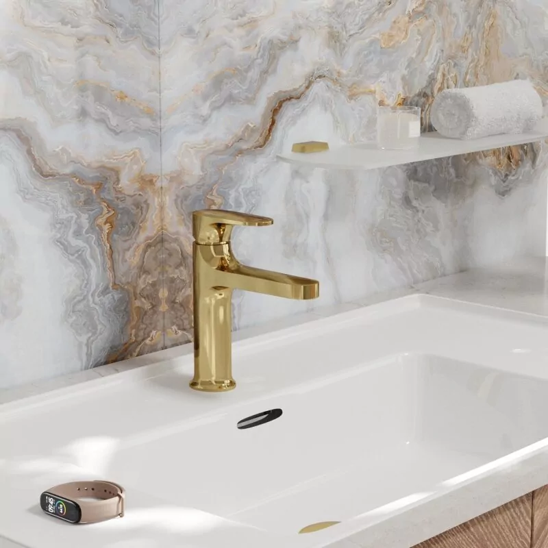 Смеситель для раковины WasserKraft Neckar 2103 глянцевое золото