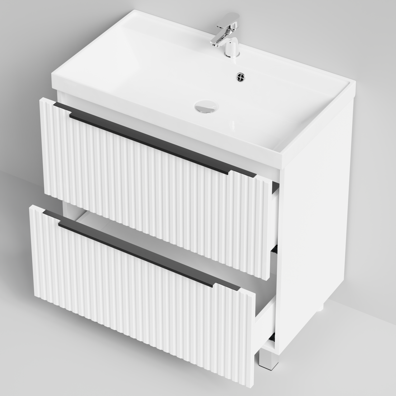 Тумба с раковиной Vod-ok Дольче 80 2 ящика, напольная, белая + 13 цветов