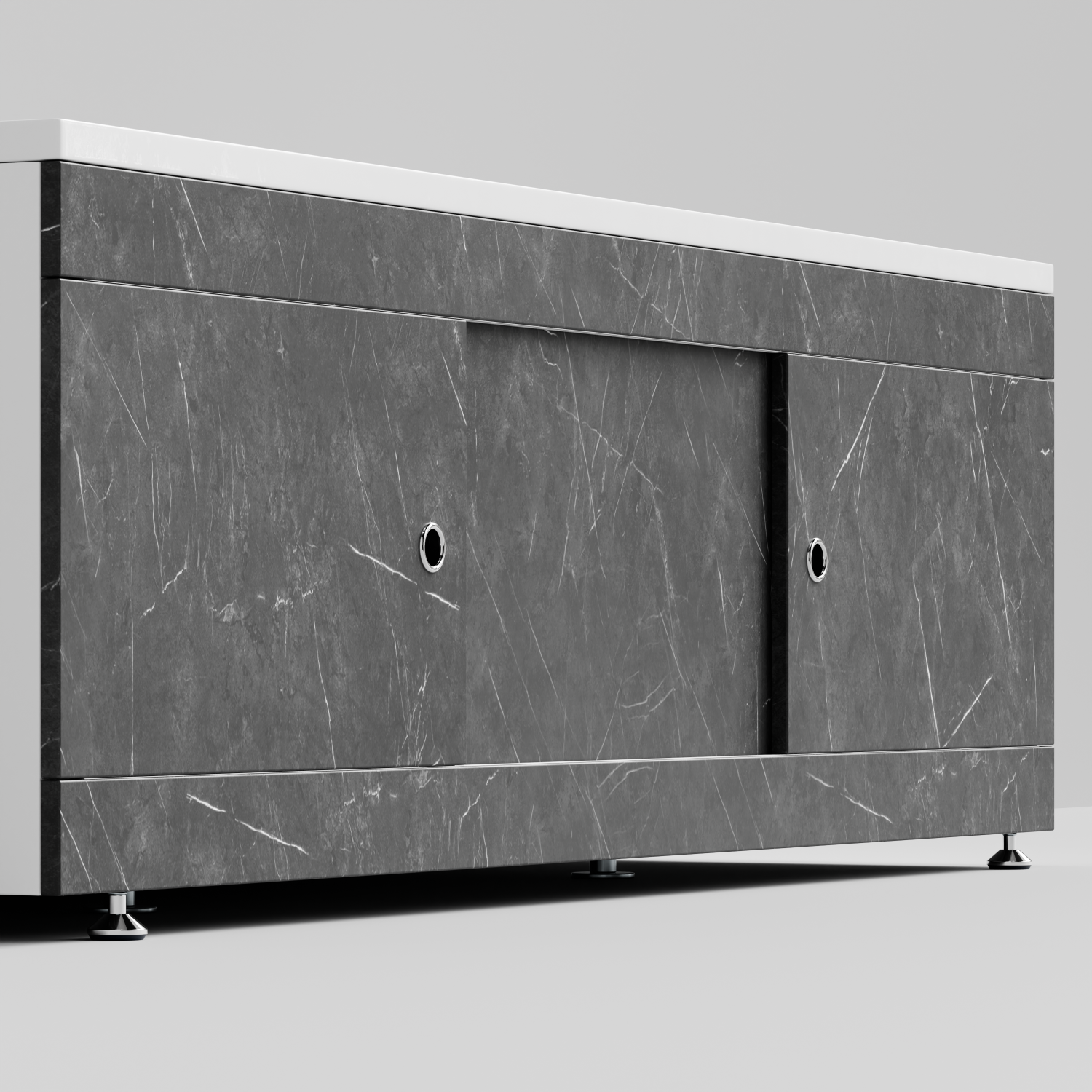 Экран под ванну Vod-ok Купе 180 раздвижной Мрамор Графит софт тач