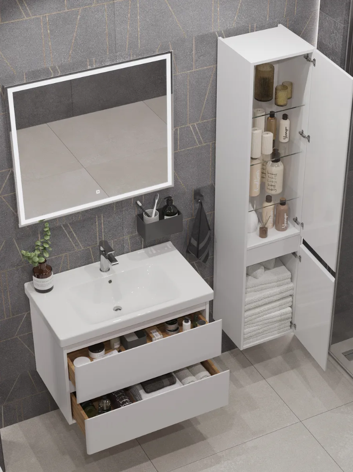 Тумба подвесная SanStar Arista 80 с раковиной Гармония 80, белая