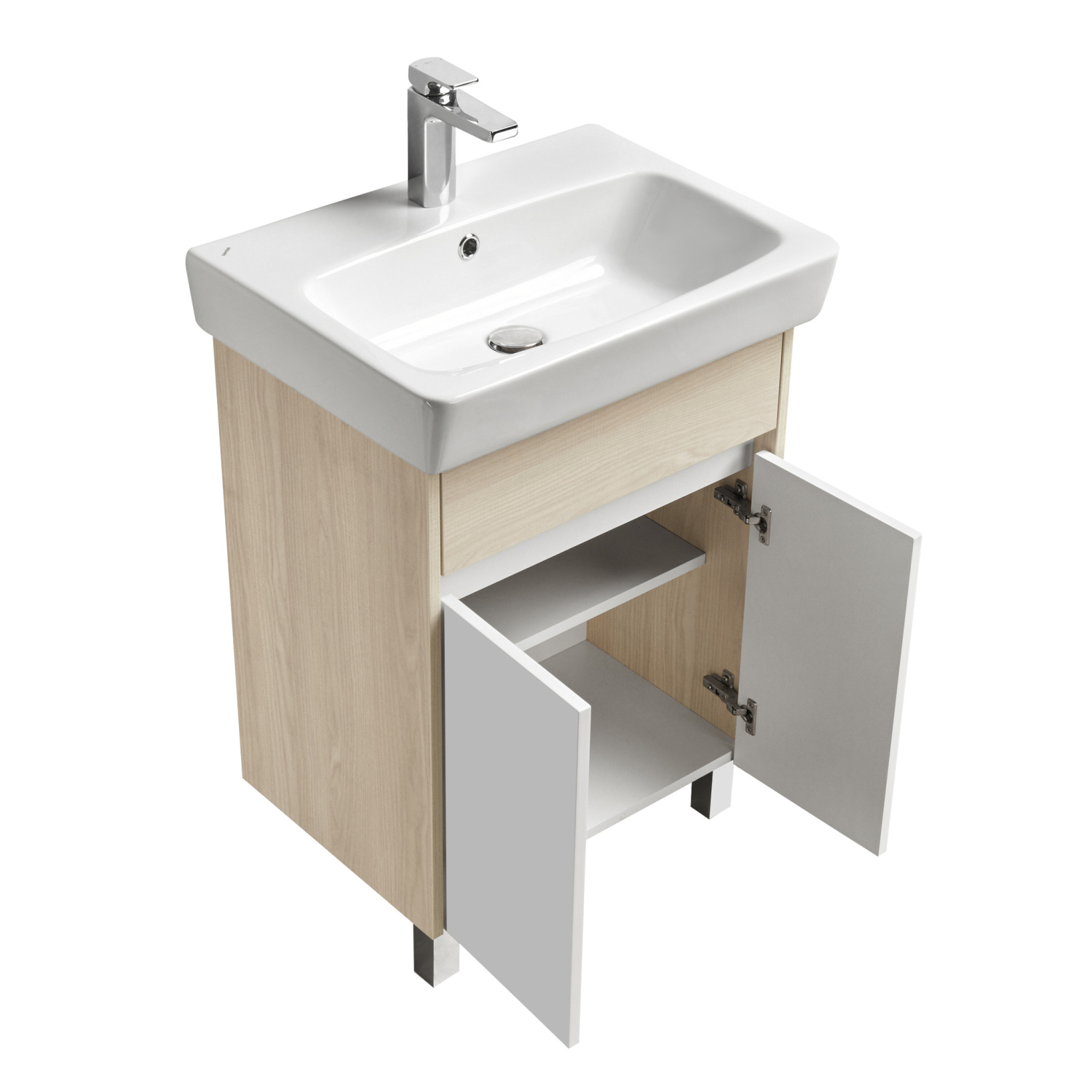 Тумба апольная Aquaton Верди 60 Н раковиной Нео 60, белый/ясень