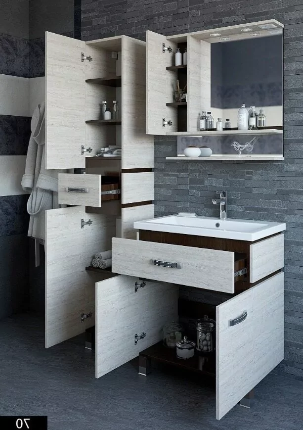 Зеркало с шкафчиком Sanflor Техас 60 L свет, орегон