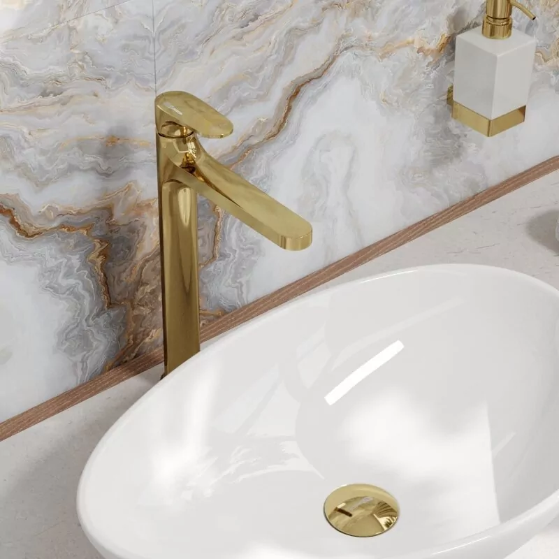 Смеситель для раковины WasserKraft Neckar 2103H глянцевое золото