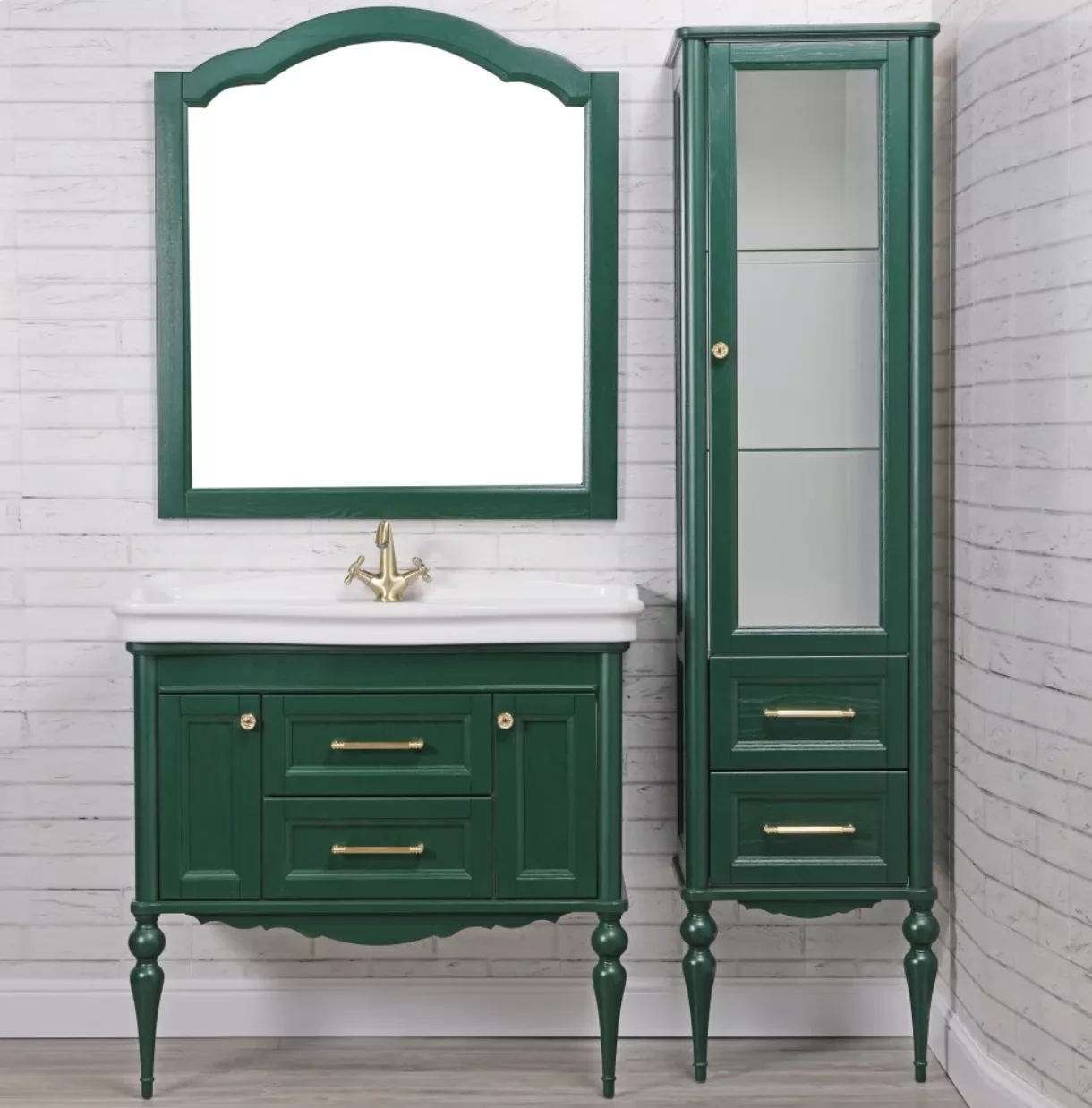 Пенал напольный ValenHouse Эстетика 50 R зеленый, золото