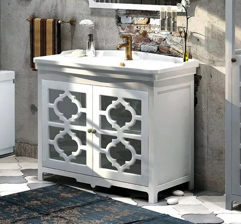 Тумба Corozo Манойр с раковиной Modern 85 напольная, белая