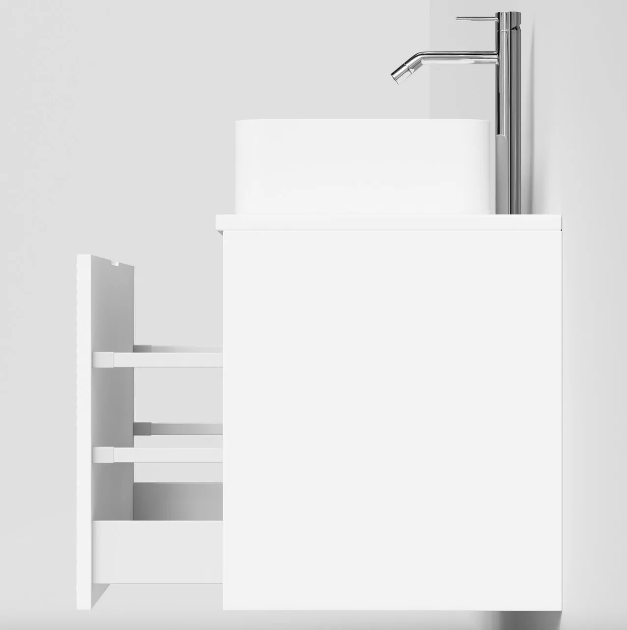 Тумба подвесная Vod-ok Соло 80 с раковиной Олимпия 560, белый + 7 цветов от магазина Vanna-Vanna.ru!