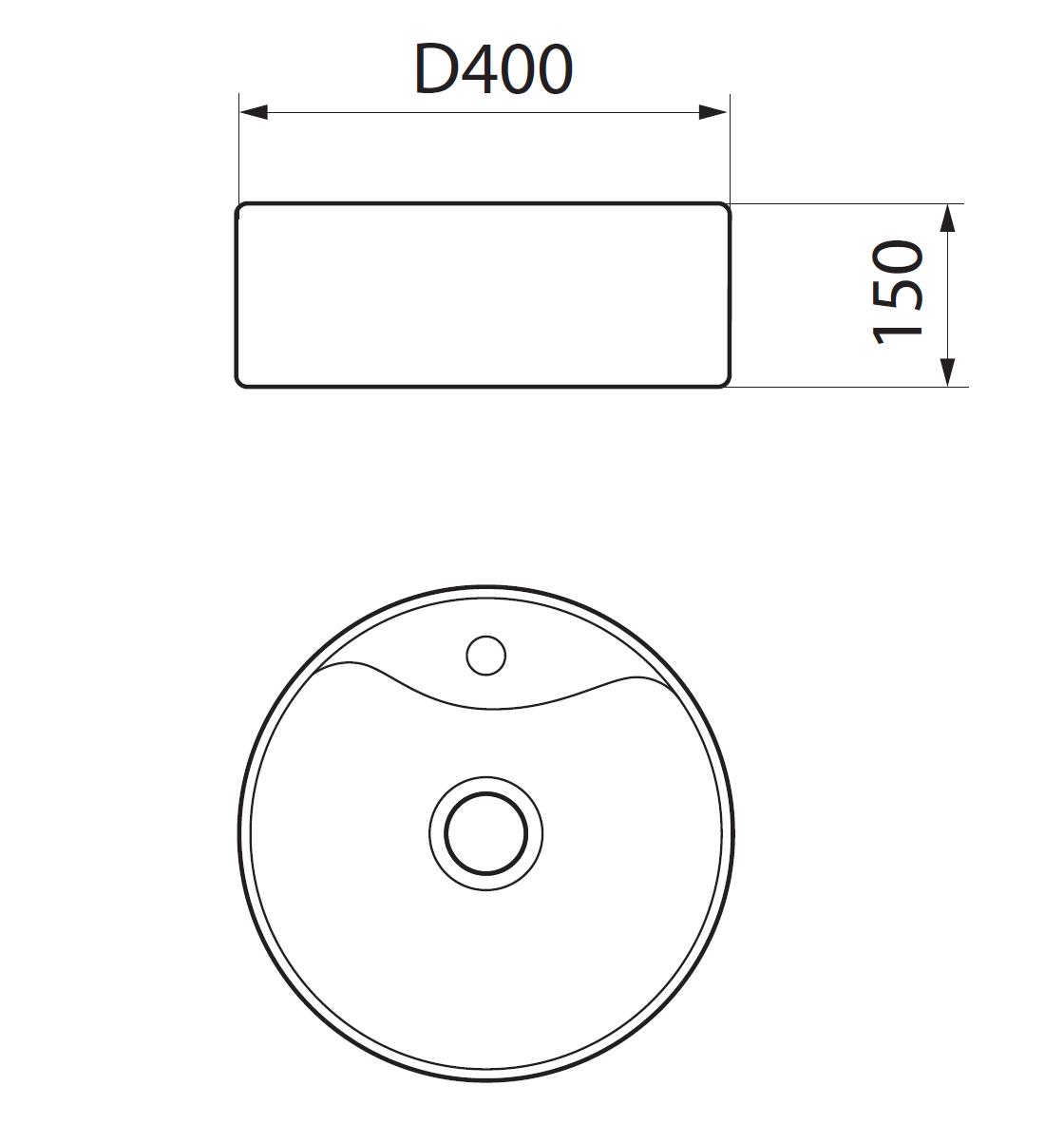 Раковина Runo Sole D40 с отверстием под смеситель, белый