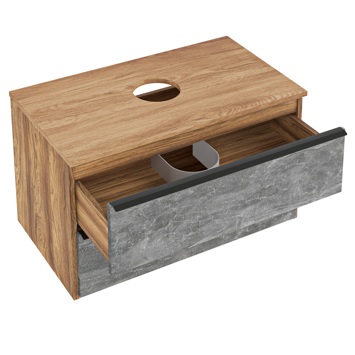 Тумба подвесная Runo Мальта 85 под накладную раковину, серый дуб